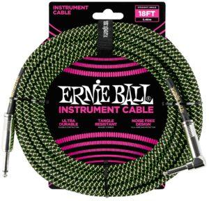 Ernie Ball 18' Braided Cable Black/Green