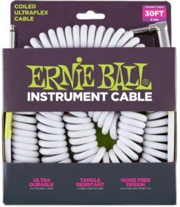 Ernie Ball 30' Coil Cable Straight/Angled White