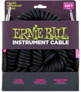 Ernie Ball 30' Coil Cable Straight/Straight Black