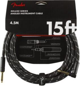 Fender Deluxe Series 15' Instrument Cable Black Tweed Angled