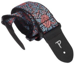 Perri's Leathers Jacquard Strap Blue And Red Flower