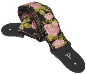 Perri's Leathers Jacquard Strap Pink And Black Flower